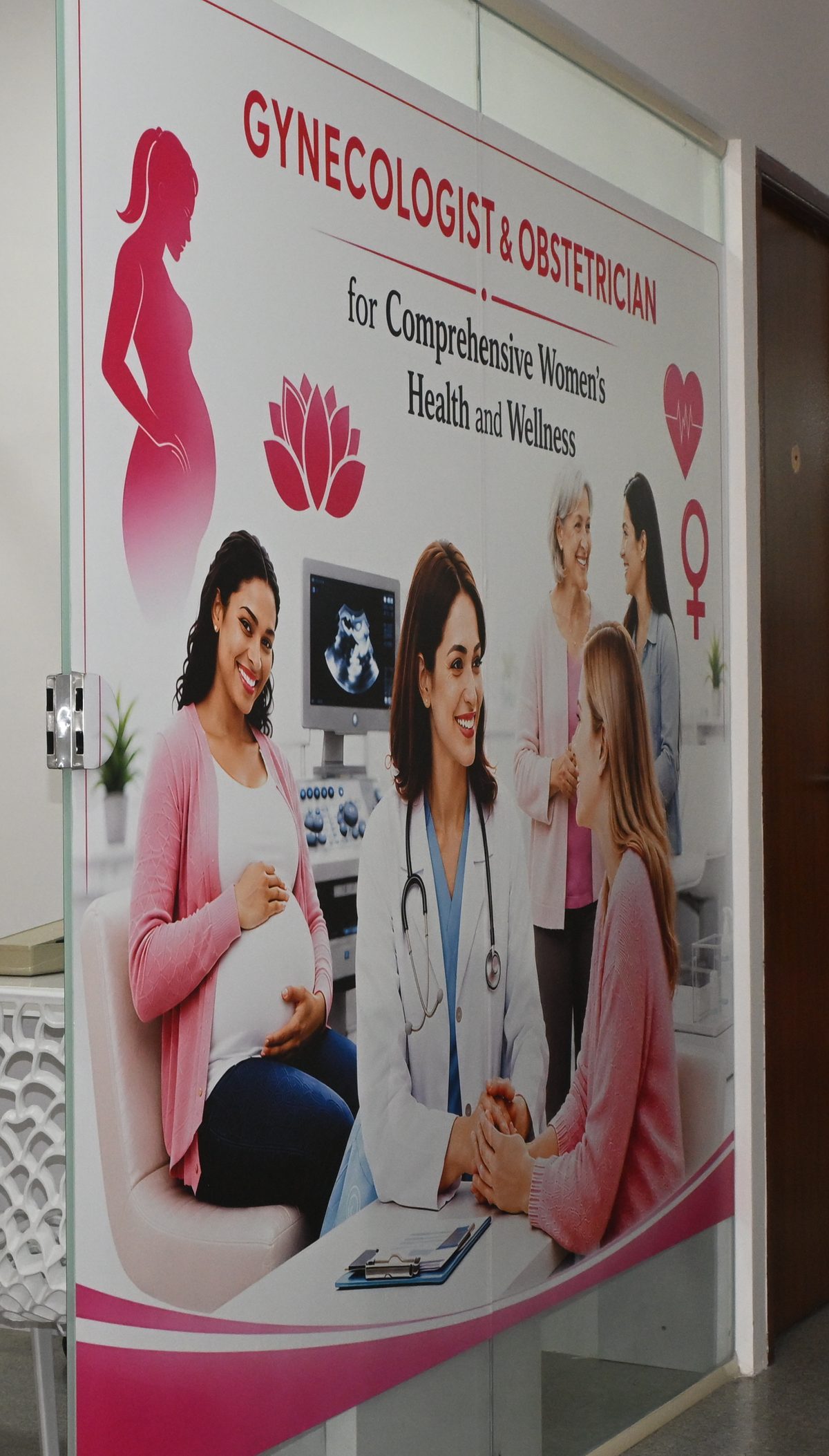 Gynaecologist and obstetrician sign at the clinic